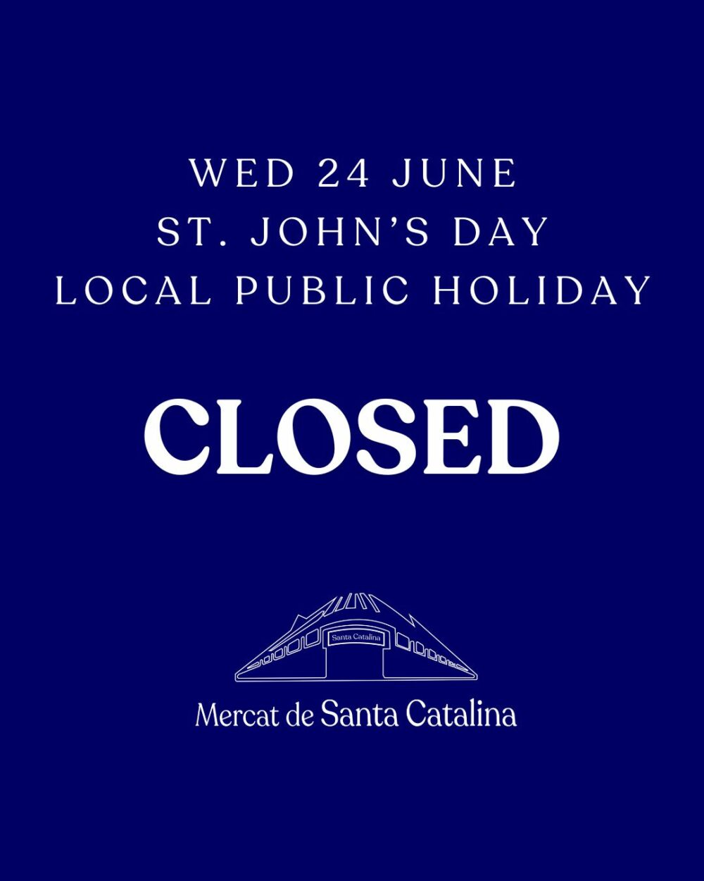 St. John's Day 2026, closed (local public holiday)